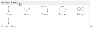 Scroll down to Motion Paths