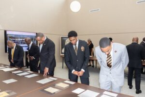 Alpha Phi Alpha Members in the Archives Center Viewing MLK Jr. Papers